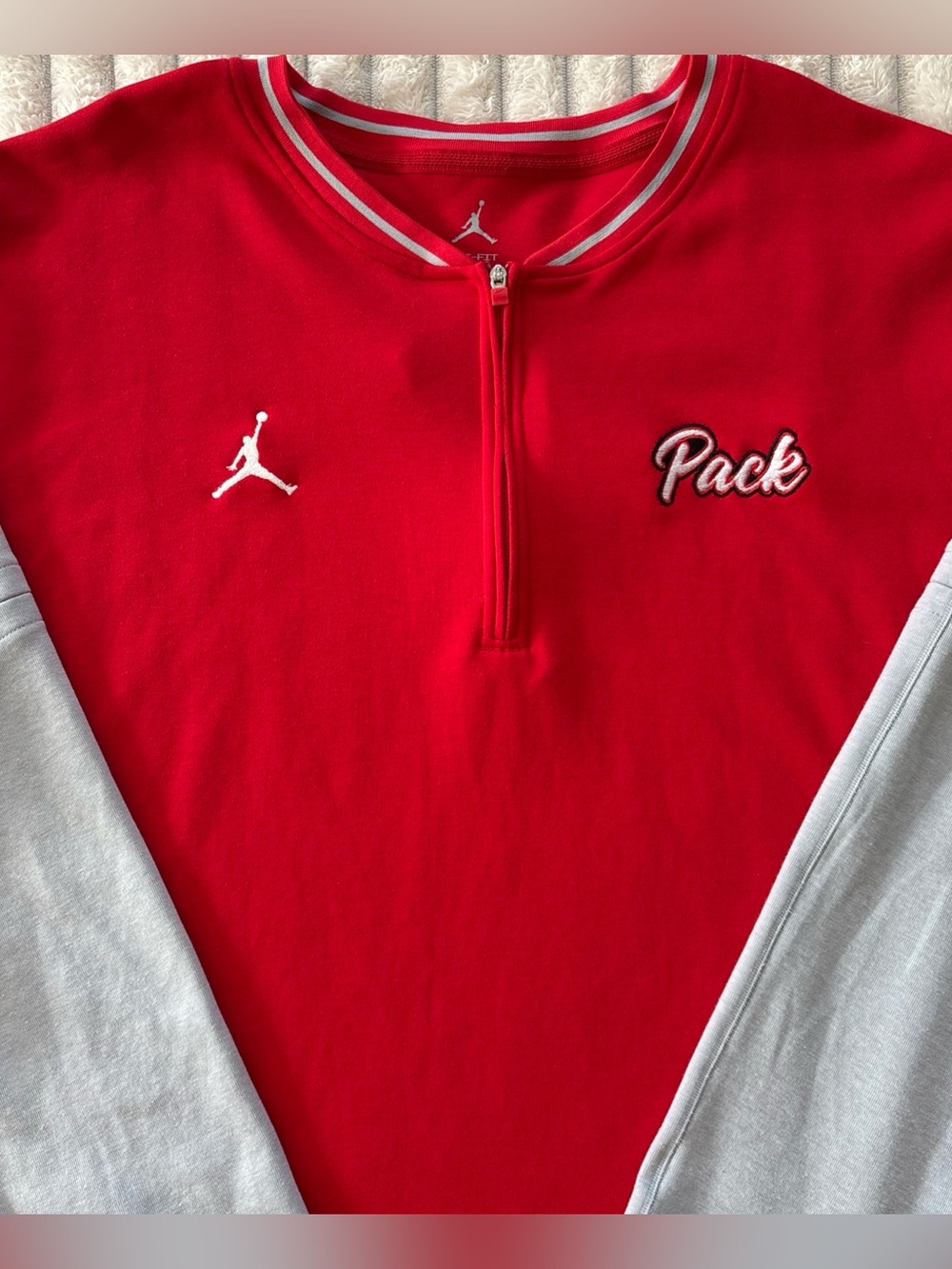 Jordan Brand NC State Wolfpack Dri-Fit 1/4 Zip Pullover Red Pack Logo 3XL